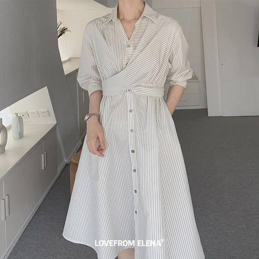 黑白条纹衬衫连衣裙 商品图6