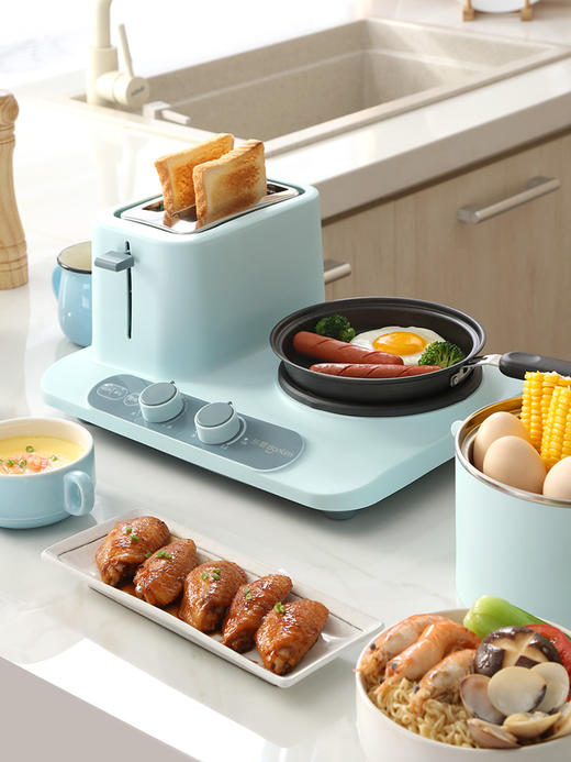 东菱早餐机多功能小型四合一体三明治机家用烤面包机全自动多士炉 商品图2