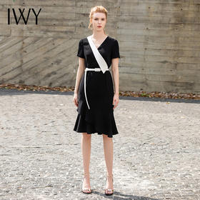 IWY/黑白色撞色西装连衣裙23Q1