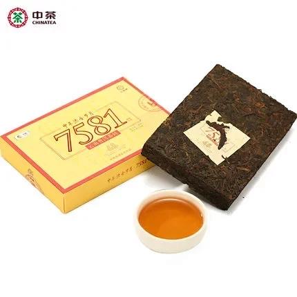 中茶2017年流金岁月7581普洱熟茶250g 普洱茶砖 中茶公司68周年 商品图0