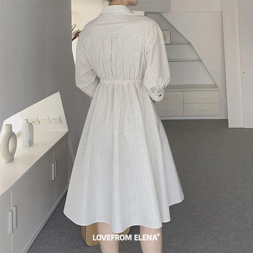 黑白条纹衬衫连衣裙 商品图4