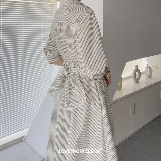 黑白条纹衬衫连衣裙 商品图7