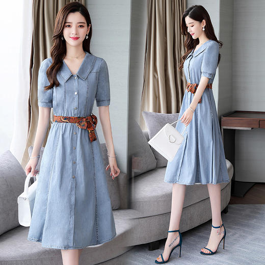 WZNH-CPYY1992时尚潮流简约舒适优雅修身牛仔连衣裙 商品图1
