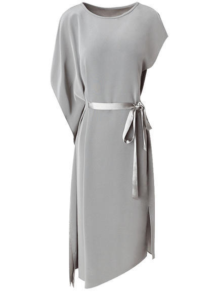 FMY23660新款气质短袖收腰醋酸不规则连衣裙 商品图4