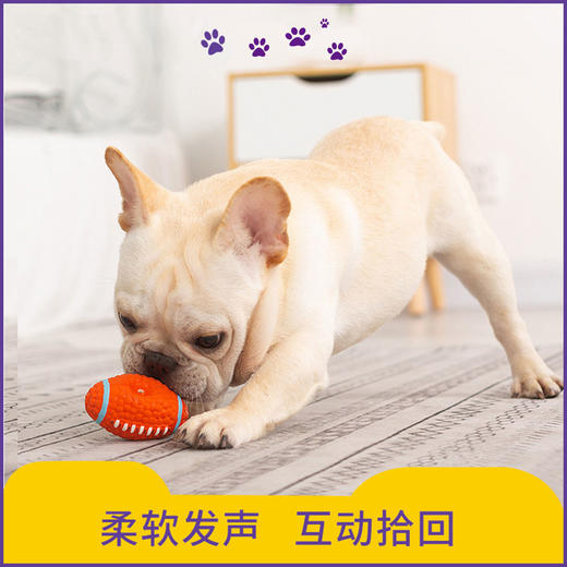 玲宠狗狗互动乳胶发声球洁齿玩具橄榄球小型犬泰迪金毛用品解闷宠物品 商品图0