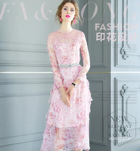 FMY-F20CL29764印花真丝气质超仙显瘦中长裙配吊带裙套装