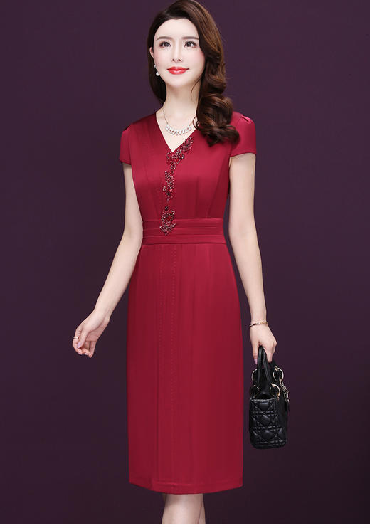 WXY-202夏装新款中长款高贵桑蚕丝大码连衣裙 商品图1