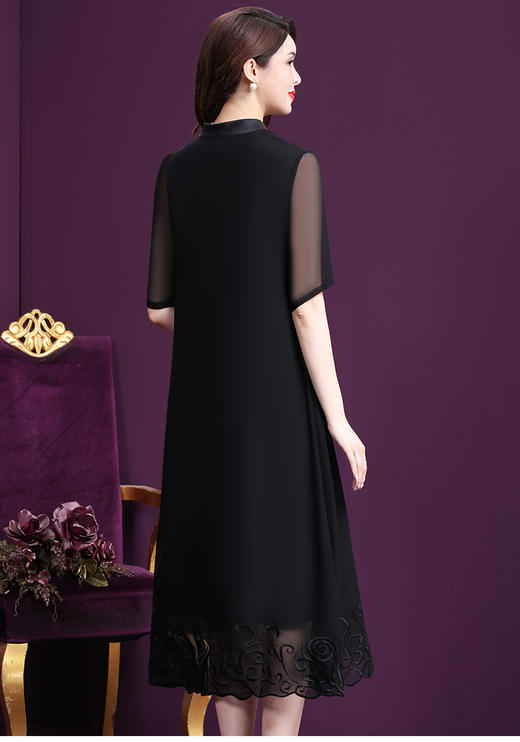 WXY-075真丝新款中国风复古绣花高贵气质改良旗袍 商品图1