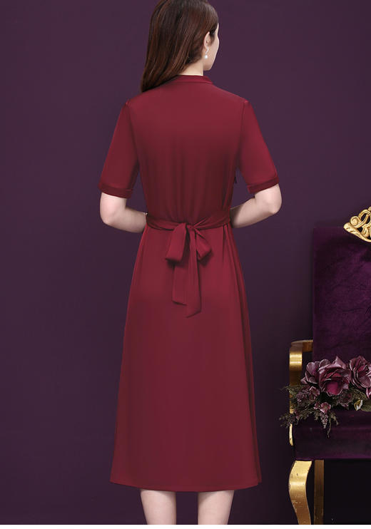 WXY-1073X夏新款大码纯色V领阔太太宽松简约气质礼服 商品图2