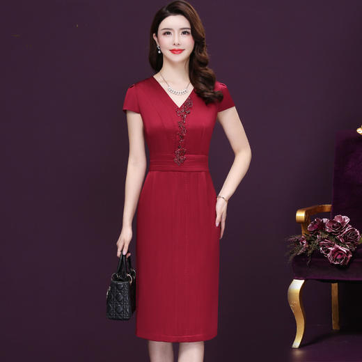 WXY-202夏装新款中长款高贵桑蚕丝大码连衣裙 商品图0