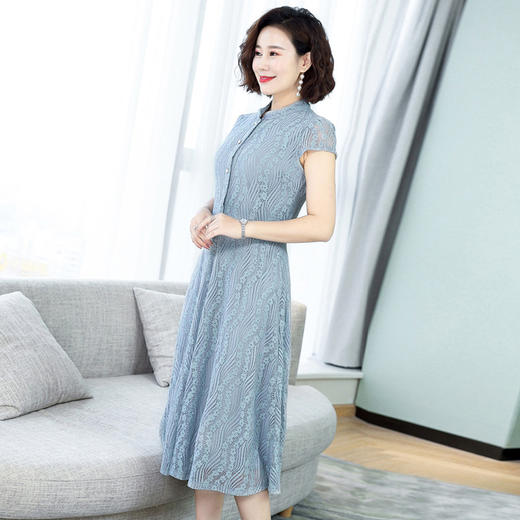 MQ-A183夏季新款短袖过膝蕾丝连衣裙YY 商品图2