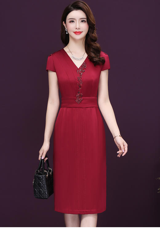 WXY-202夏装新款中长款高贵桑蚕丝大码连衣裙 商品图5