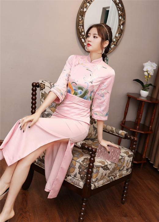 QZ-19799中国风气质女神范衣服蚀骨旗袍年轻款 商品图3