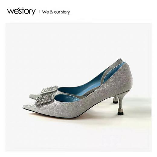 westory2020夏新款水钻方扣高跟细跟仙女风ins潮凉鞋女W29AH50648 商品图1