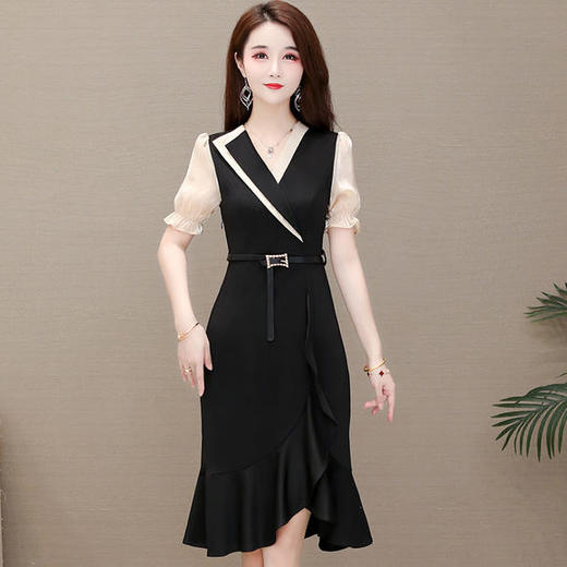 YWE-KED93245波点中长款气质V领气质修身显瘦连衣裙 商品图2