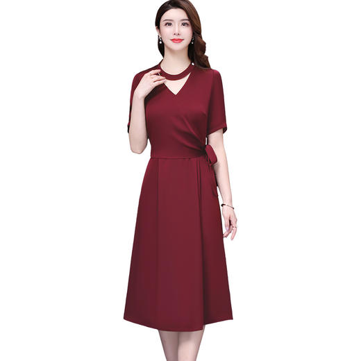 WXY-1073X夏新款大码纯色V领阔太太宽松简约气质礼服 商品图5