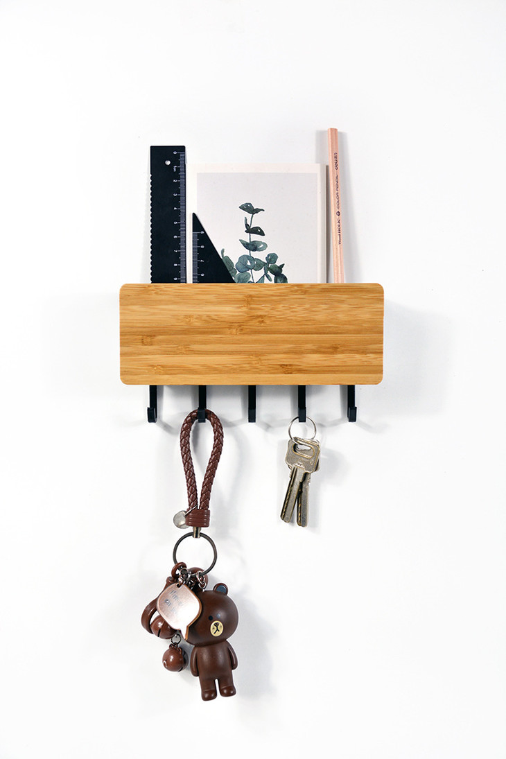 家居百货日式和风收纳盒钥匙墙壁挂钩实木收纳挂钩木质挂物钩玄关杂物