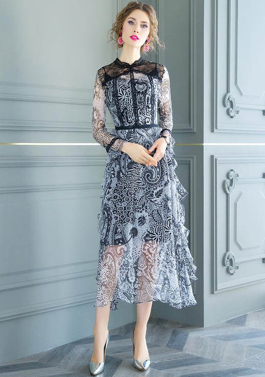 FMY-F20CL29764印花真丝气质超仙显瘦中长裙配吊带裙套装 商品图4