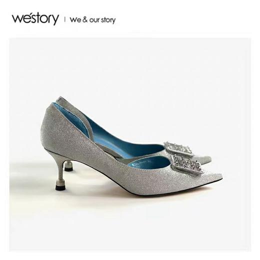 westory2020夏新款水钻方扣高跟细跟仙女风ins潮凉鞋女W29AH50648 商品图2