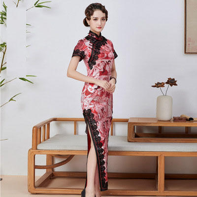 QC1697813夏季新款真丝长款可定制手工盘扣旗袍裙礼服 商品图2