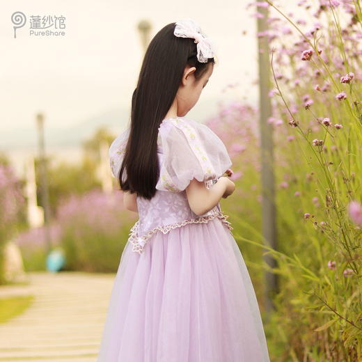 pureshare 乐佩女童连衣裙春夏季新款蓬蓬纱裙儿童爱莎公主裙洋气-紫罗兰伊甸园 商品图3
