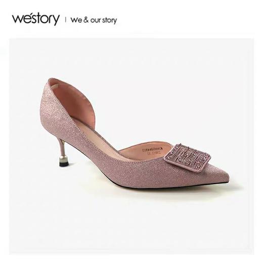 westory2020夏新款水钻方扣高跟细跟仙女风ins潮凉鞋女W29AH50648 商品图0
