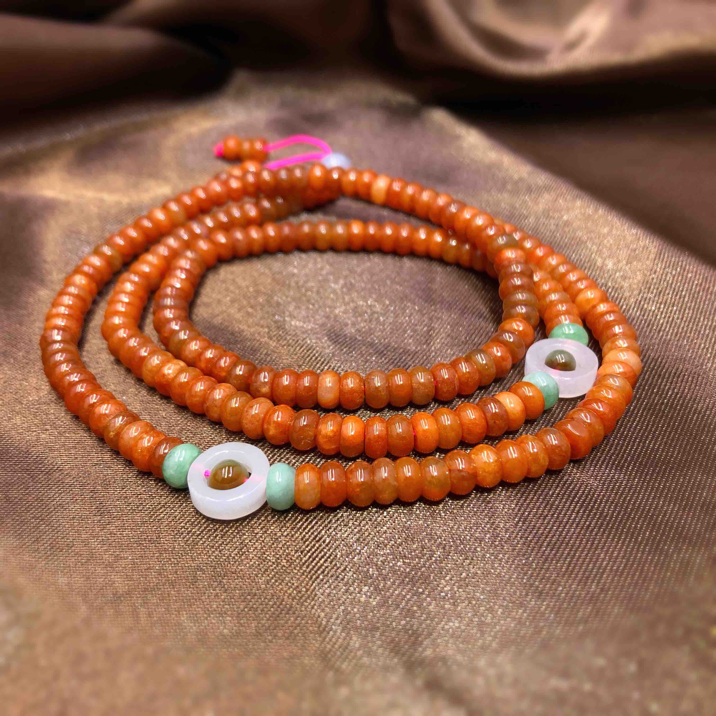 红翡算盘珠项链