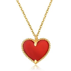 【怦然心动】六鑫珠宝 18K金•LOVE U 心形红玛瑙套链