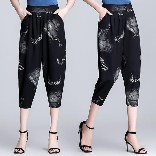 MQ-1758-2009夏季薄新款松紧高腰加大七分休闲裤YY 商品图2