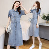 WZNH-ZRX8302时尚潮流舒适休闲长袖个性牛仔连衣裙 商品缩略图0