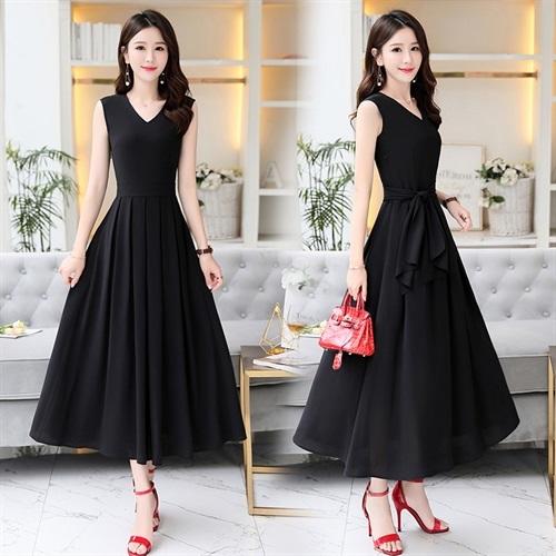 WZNH-OKYZ1823夏季新款通勤中长款无袖连衣裙 商品图3