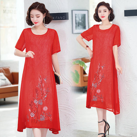 MQ-1927-021夏新款大码过膝显瘦雪纺连衣裙YY 商品图3