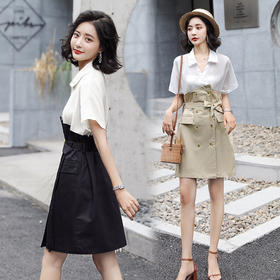 WZNH-SWCS931夏季短袖个性百搭优雅时尚潮流气质连衣裙