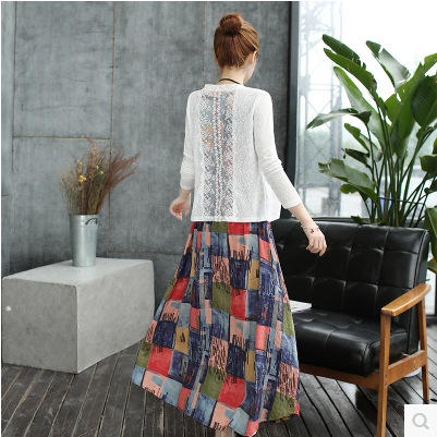 DD-6807夏装新款文艺棉麻两件宽松显瘦大摆裙套装 商品图2