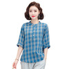 MQ-1927-020夏季复古文艺宽松五分袖格子衬衫YY 商品缩略图4