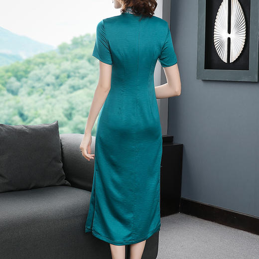 THX-020204238中国风气质立领复古收腰大码刺绣连衣裙 商品图3