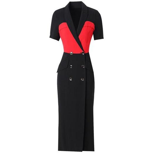 FMY23510新款时尚修身短袖撞色拼接连衣裙 商品图4