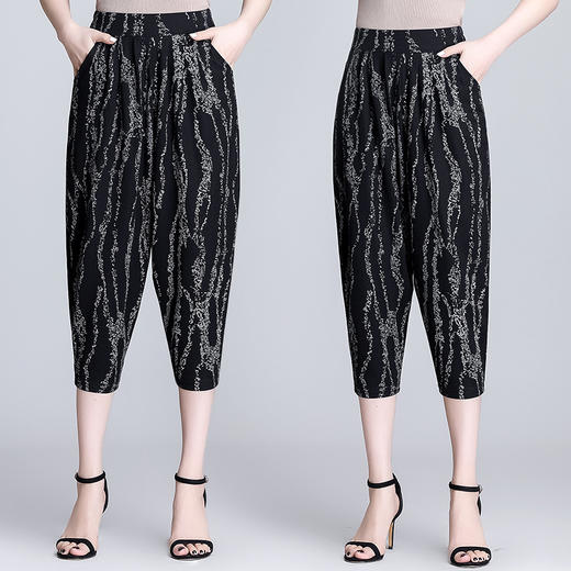 MQ-1758-2009夏季薄新款松紧高腰加大七分休闲裤YY 商品图3