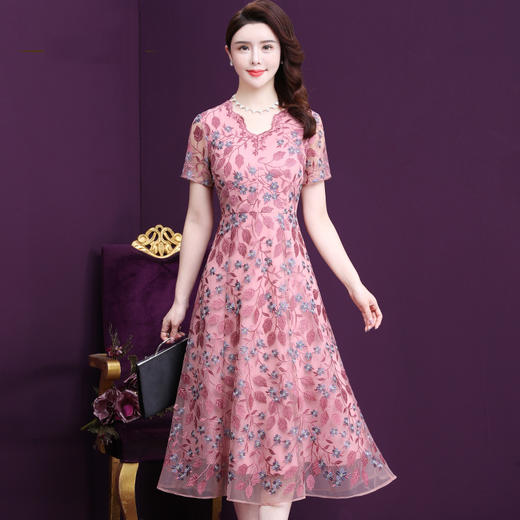 WXY-3270V领刺绣气质蕾丝法式甜美遮肉A字裙 商品图0