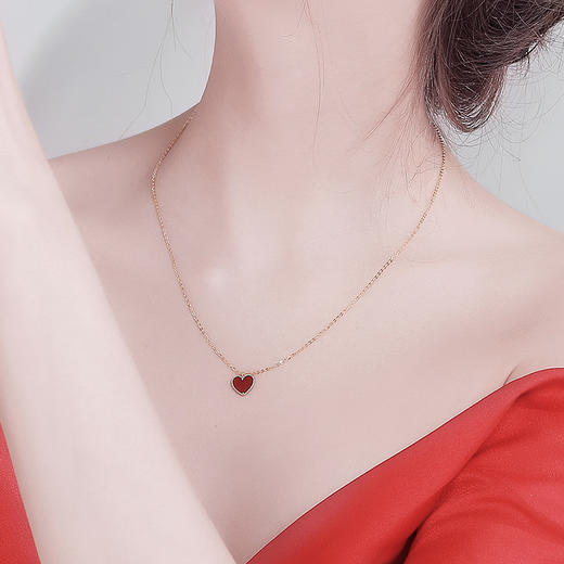 【怦然心动】六鑫珠宝 18K金•LOVE U 心形红玛瑙套链 商品图4