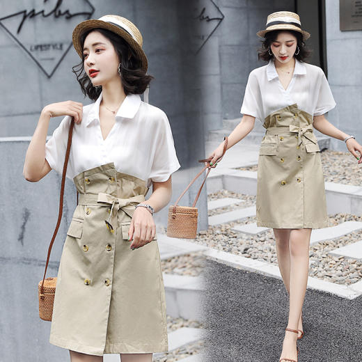 WZNH-SWCS931夏季短袖个性百搭优雅时尚潮流气质连衣裙 商品图1