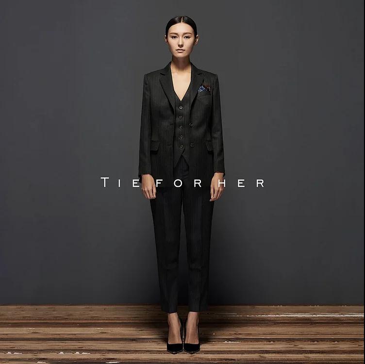 TF031 墨绿色暗格纹西服西装女外套西装套装女士三件套