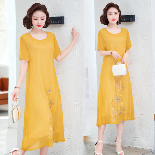 MQ-1927-021夏新款大码过膝显瘦雪纺连衣裙YY 商品图2