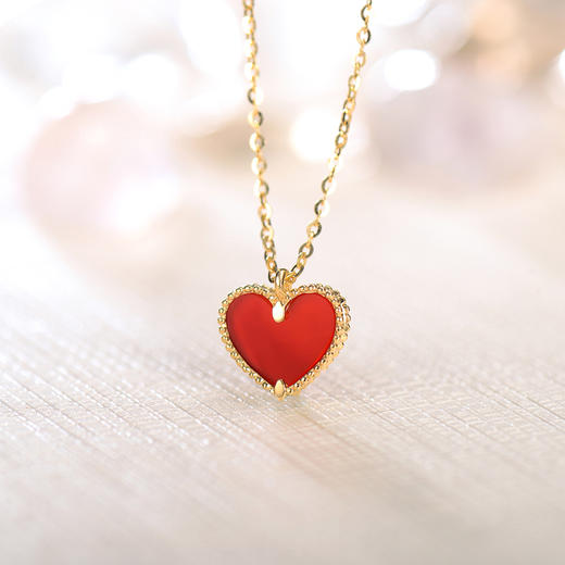 【怦然心动】六鑫珠宝 18K金•LOVE U 心形红玛瑙套链 商品图1