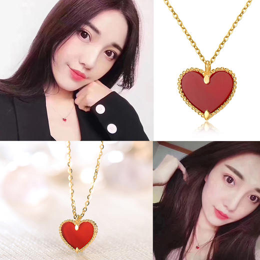 【怦然心动】六鑫珠宝 18K金•LOVE U 心形红玛瑙套链 商品图2