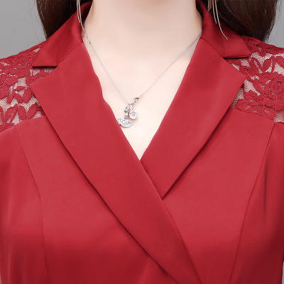 WEXYKL-AS217蕾丝拼接中长款过膝连衣裙 商品图4