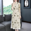 THX-020204218新款气质立领复古百搭五分袖立领时尚印花连衣裙 商品缩略图0