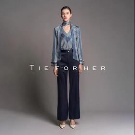 20SSP35复古蓝条纹飘带衬衫