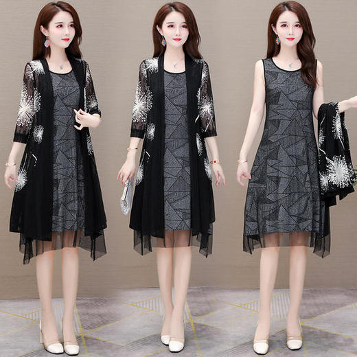 YWE-YWA13阔太太气质减龄两件套连衣裙 商品图2