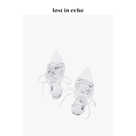 【微瑕疵不退不换】lost in echo设计师女鞋 时尚打结细绑带高跟凉鞋 商品图4